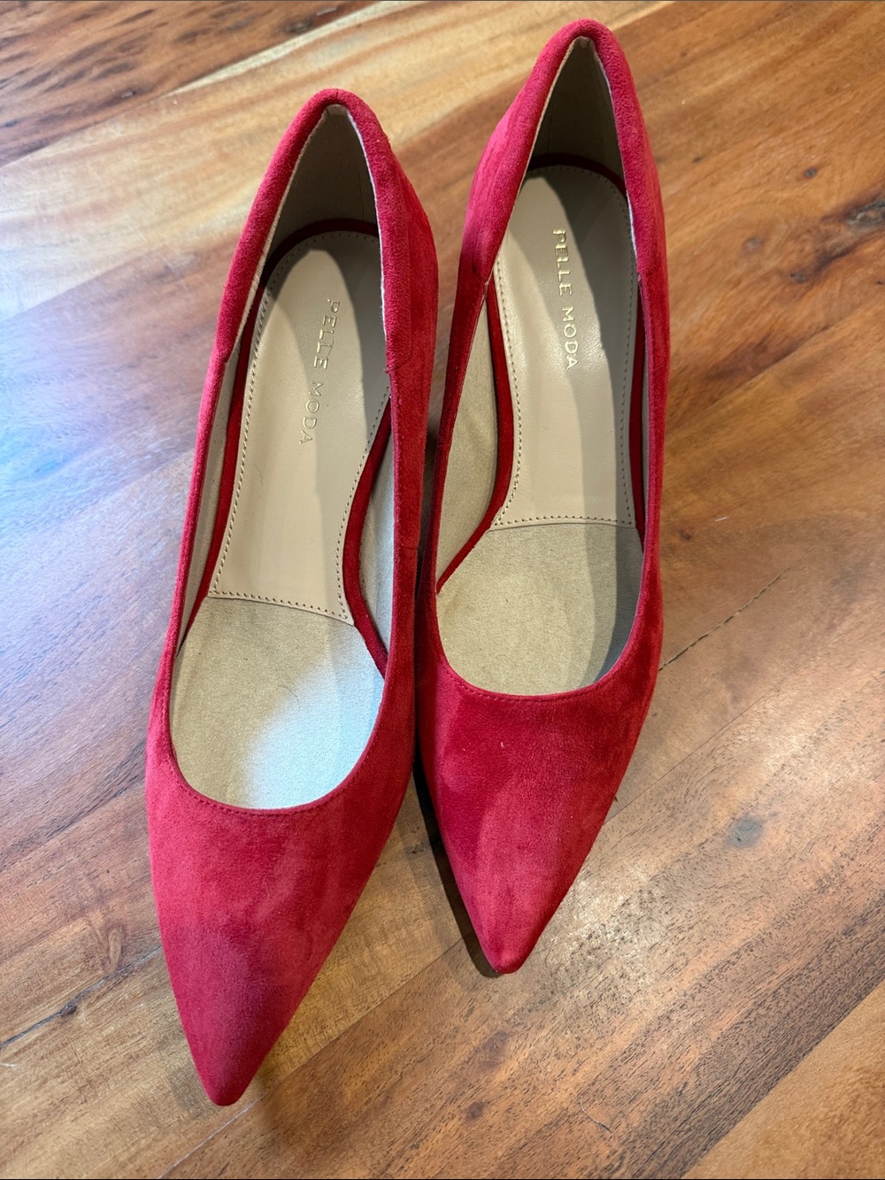 Pelle Moda Red Suede Pointed Pumps - 9.5